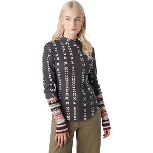 Free People Charcoal Gray Wonderful Swit Mockneck Thermal Top - Picture 2 of 12